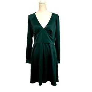 MICHAEL Michael Kors Emerald Green Dress | V-neck Fit & Flare Party Dress